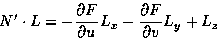 \begin{displaymath}
N' \cdot L = - \frac{\partial F}{\partial u}L_x -
\frac{\partial F}{\partial v}L_y +
L_z
\end{displaymath}